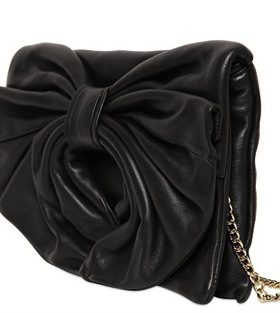 Шкіряний клатч з бантом