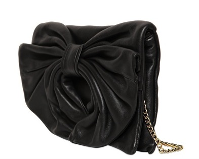 Шкіряний клатч з бантом