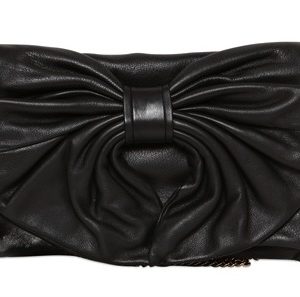 Шкіряний клатч з бантом