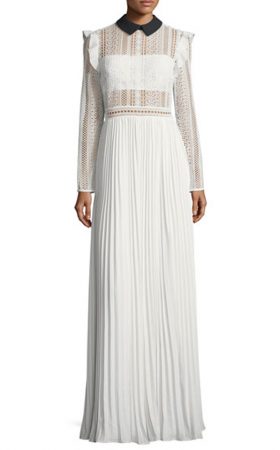 Біла сукня з контрастним комірцем