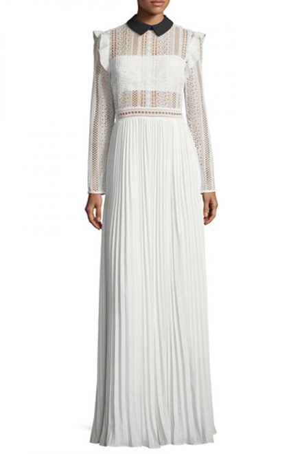 Біла сукня з контрастним комірцем