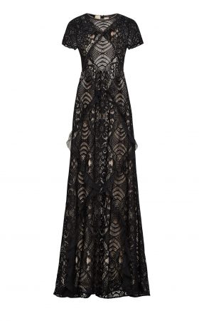 Чорна мереживна максі-сукня