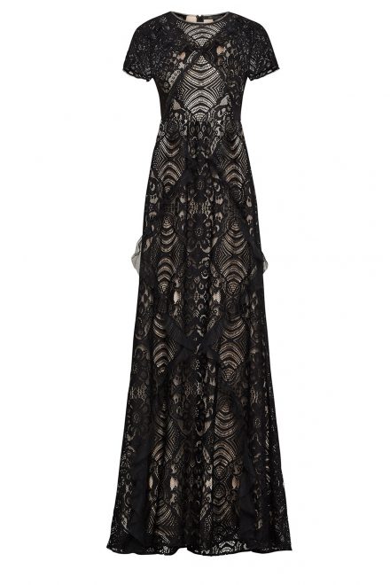 Чорна мереживна максі-сукня