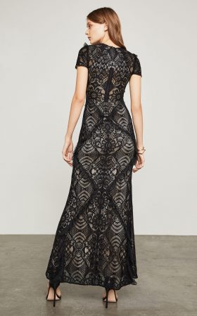 Чорна мереживна максі-сукня