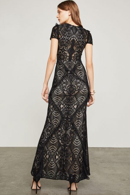 Чорна мереживна максі-сукня