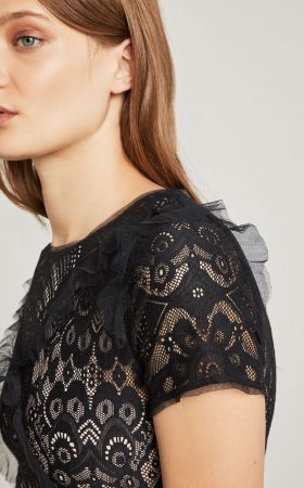 Чорна мереживна максі-сукня