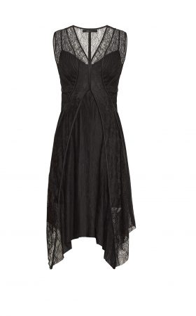 Асиметрична чорна мереживна сукня