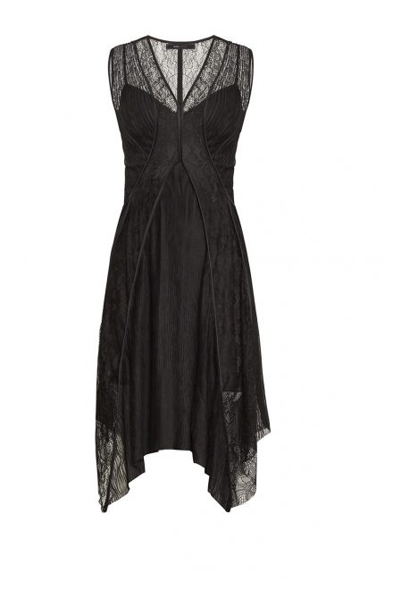 Асиметрична чорна мереживна сукня