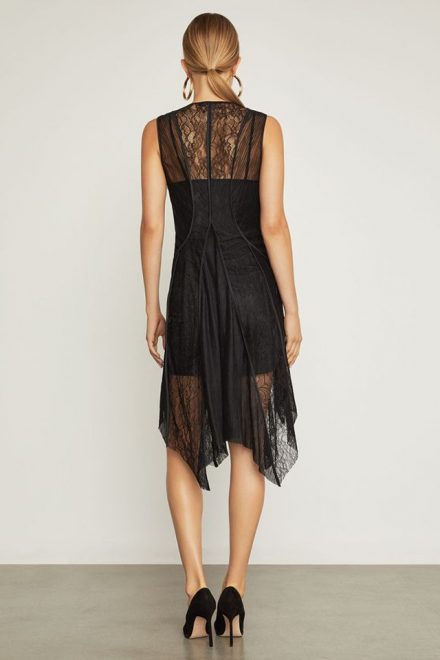 Асиметрична чорна мереживна сукня