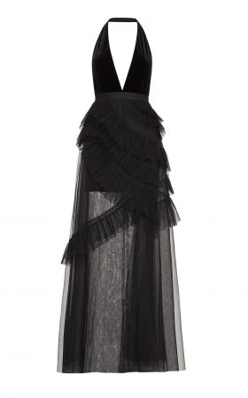 Чорна сукня Angelene з оксамитовим топом