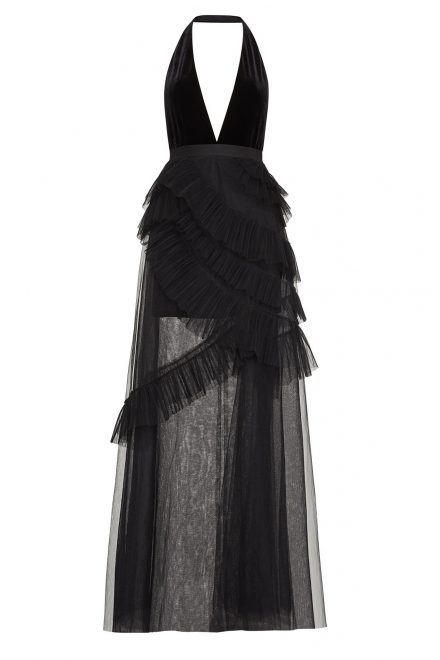 Чорна сукня Angelene з оксамитовим топом