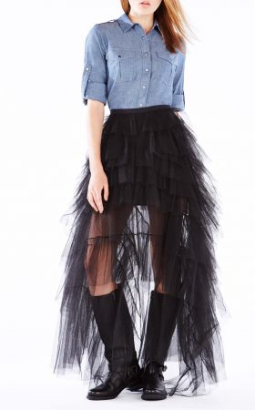 Чорна багатоярусна асиметрична спідниця Mireia