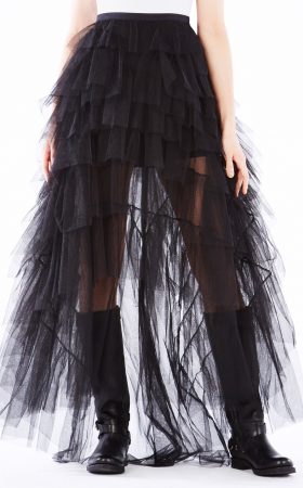 Чорна багатоярусна асиметрична спідниця Mireia