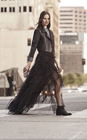 Чорна багатоярусна асиметрична спідниця Mireia