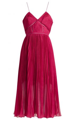 Кармінова сукня зі спідницею плісе