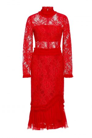 Яскраво-червона сукня Anabella з довгим рукавом