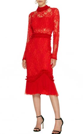 Яскраво-червона сукня Anabella з довгим рукавом