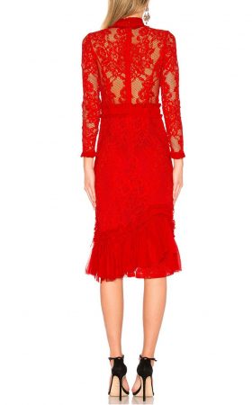 Яскраво-червона сукня Anabella з довгим рукавом