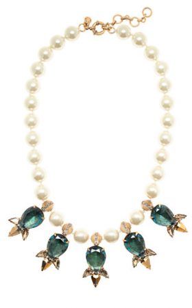 Намисто з парлинами та зеленими кристалами