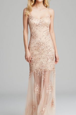 Кремово-золотава сукня з прозорою спідницею