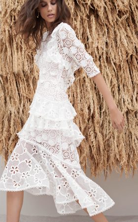 Біла мереживна сукня Mikaela