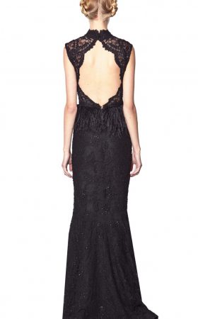 Вечірня сукня з баской з пір'я