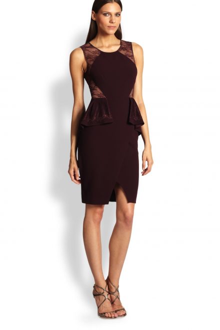 Бордова сукня Whitely з баскою