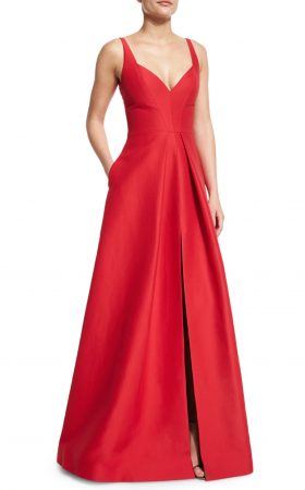 Кармінова сукня зі спідницею, що тримає форму