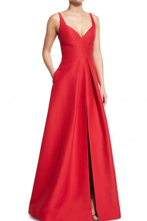 Кармінова сукня зі спідницею, що тримає форму