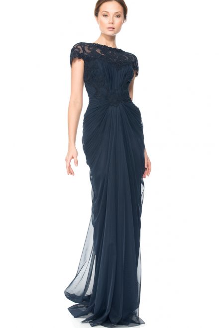 Драпірована сукня темно-блакитного відтінку