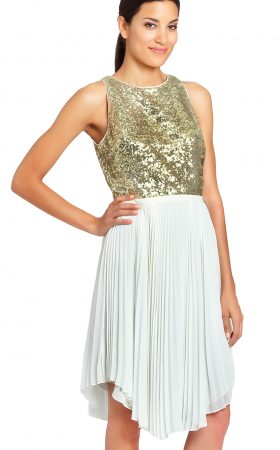 Плісирована сукня з золотистим топом