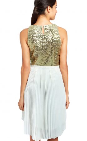Плісирована сукня з золотистим топом