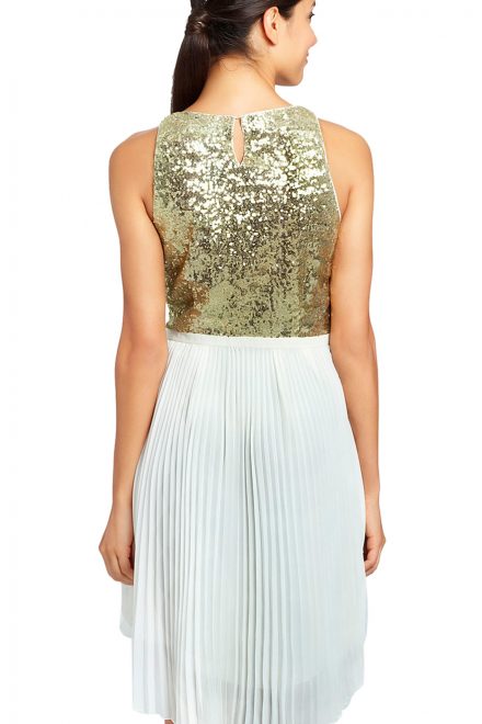 Плісирована сукня з золотистим топом