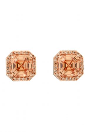 Сережки-пусети з цитрином в обрамленні цирконів