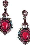 Сережки-шандельери з червоним каменем