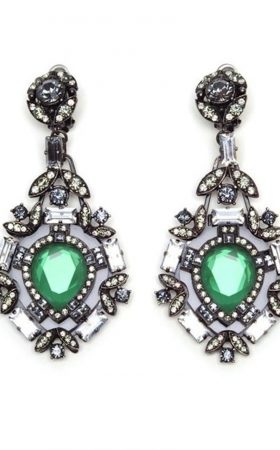 Сережки з смарагдовими кристалами