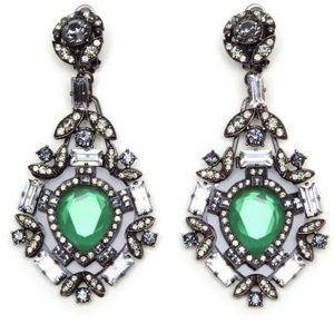 Сережки з смарагдовими кристалами