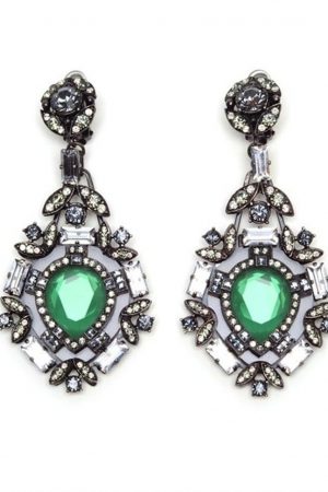 Сережки з смарагдовими кристалами