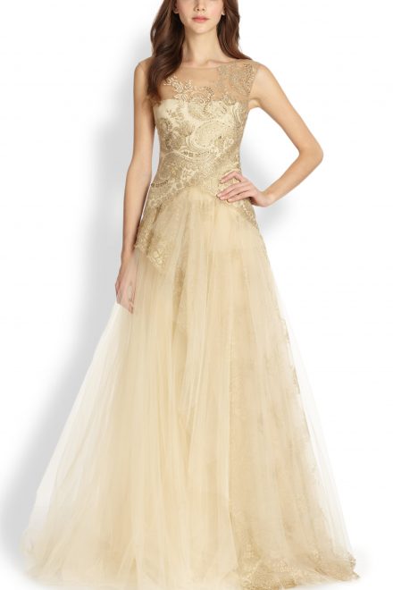 Золотава бальна сукня з тюлю