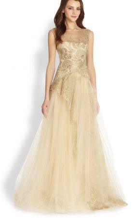 Золотава бальна сукня з тюлю