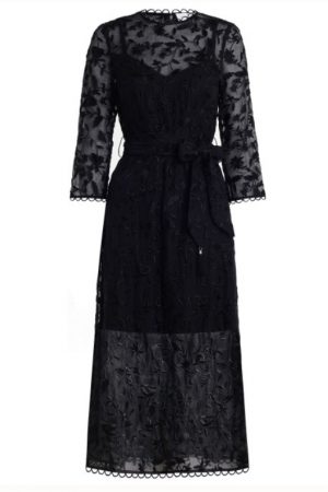 Чорна прозора сукня з квітковою вишивкою