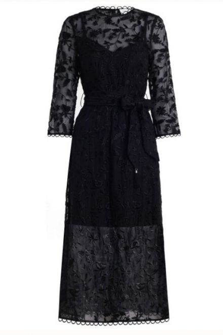 Чорна прозора сукня з квітковою вишивкою