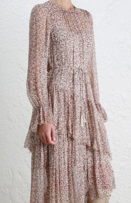 Асиметрична шовкова сукня з дрібним квітковим принтом