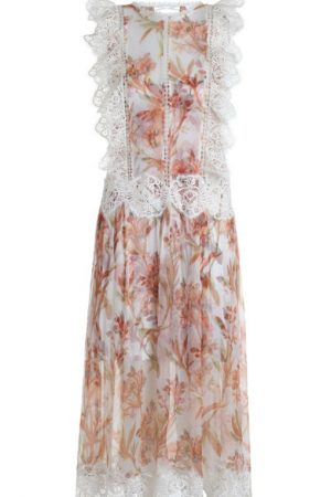 Шовкова сукня з флористичним принтом і мереживом