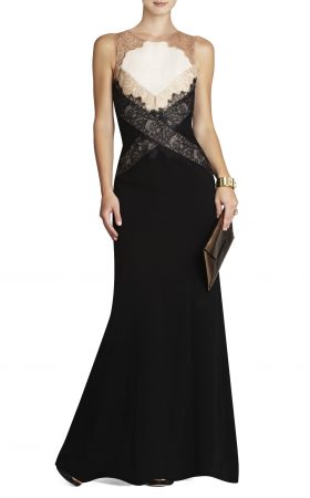 Вечернее платье с контрастным кружевом Aida
