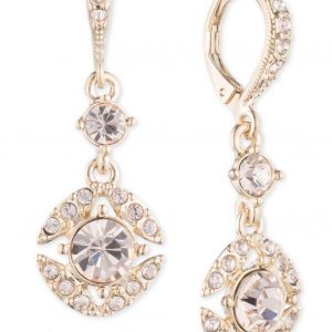 Золотисті сережки-краплі з цирконієм