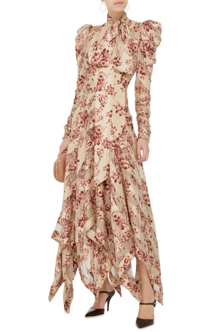 Подіумна шовкова сукня з асиметричним подолом