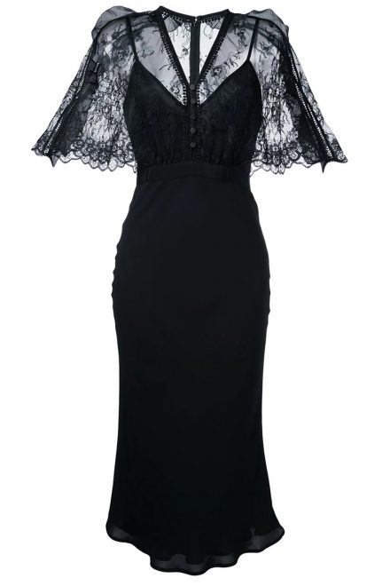 Чорна шифонова сукня із мереживним топом