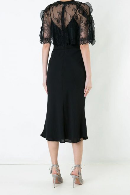 Чорна шифонова сукня із мереживним топом