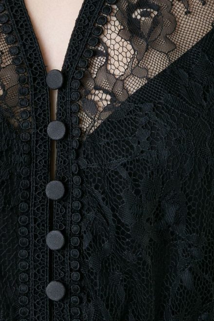 Чорна шифонова сукня із мереживним топом